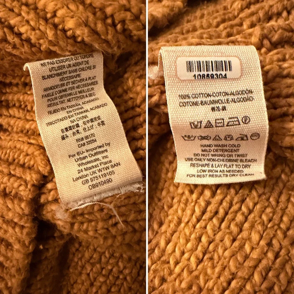 Free People Sweetheart Henley Cropped Sweater Rust Small Cottagecore Granola